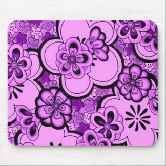 Retro Abstract Flowers Paars Amethyst Mousepad Muismat
