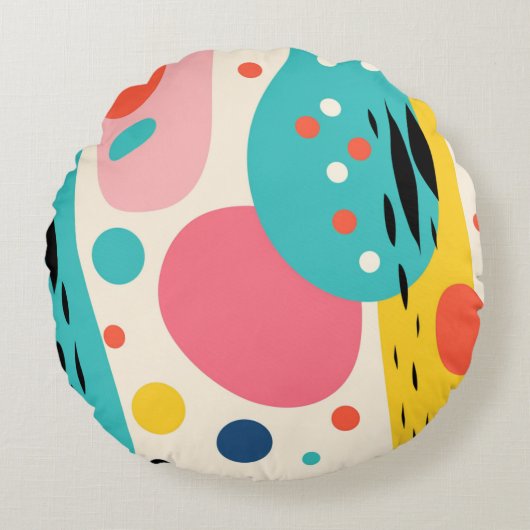 Retro Abstract Forest Pillow Rond Kussen (Voorkant)