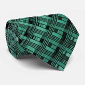 Retro abstract gecheckt vlakpatroon groen zwart stropdas (Opgerold)
