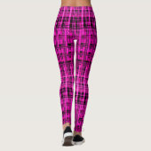 Retro abstract gecontroleerd vlakpatroon roze zwar leggings (Achterkant)