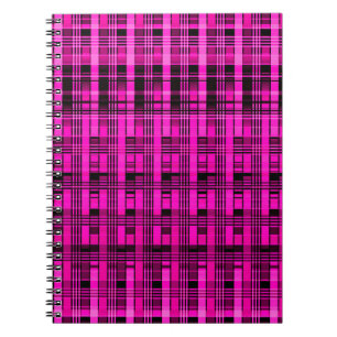 Retro abstract gecontroleerd vlakpatroon roze zwar notitieboek
