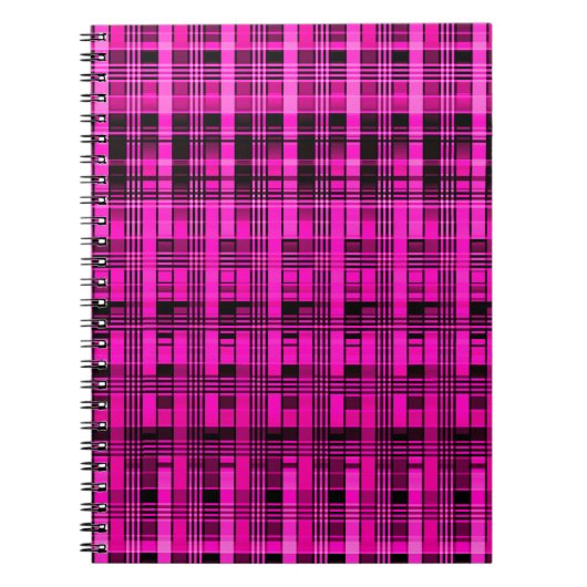 Retro abstract gecontroleerd vlakpatroon roze zwar notitieboek (Voorkant)