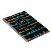 Retro Abstract Geluidsgolfpatroon Monogram Notitieboek (Rechterzijde)