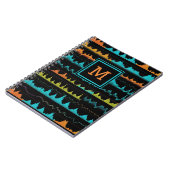 Retro Abstract Geluidsgolfpatroon Monogram Notitieboek (Linkerzijde)