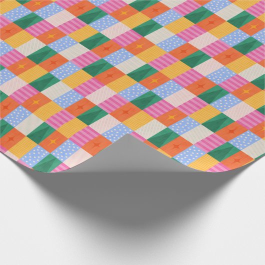 Retro abstract geometrisch ontwerp in patchwork st cadeaupapier (Hoek)