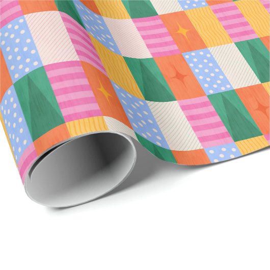 Retro abstract geometrisch ontwerp in patchwork st cadeaupapier (Rol Hoek)