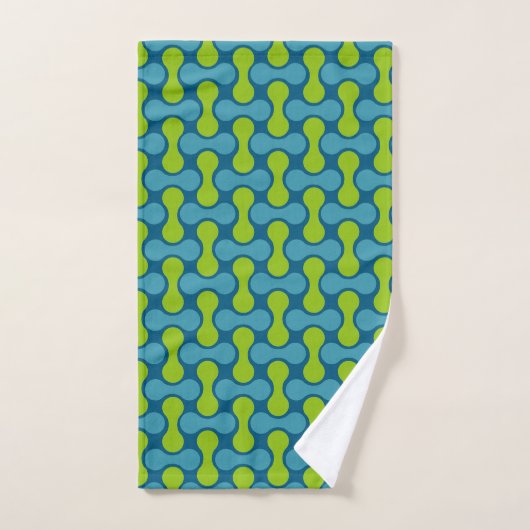 Retro Abstract geometrisch patroon in blauw en gro Bad Handdoek (Handdoek)
