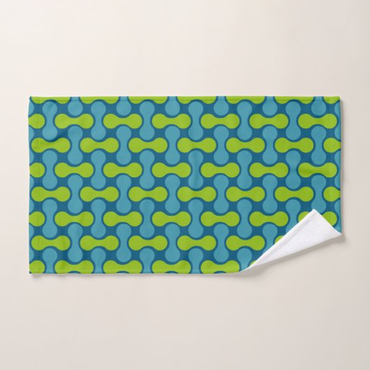 Retro Abstract geometrisch patroon in blauw en gro Bad Handdoek (Handdoek)