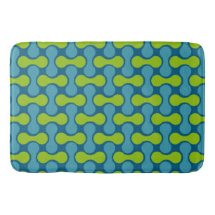 Retro Abstract geometrisch patroon in blauw en gro Badmat