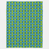 Retro Abstract geometrisch patroon in blauw en gro Fleece Deken (Voorkant)