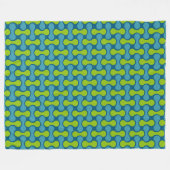 Retro Abstract geometrisch patroon in blauw en gro Fleece Deken (Voorkant (Horizontaal))