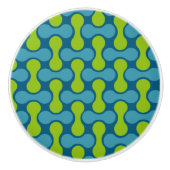 Retro Abstract geometrisch patroon in blauw en gro Keramische Knop (Voorkant)