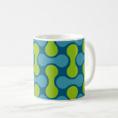 Retro Abstract geometrisch patroon in blauw en gro Koffiemok (Voorkant rechts)