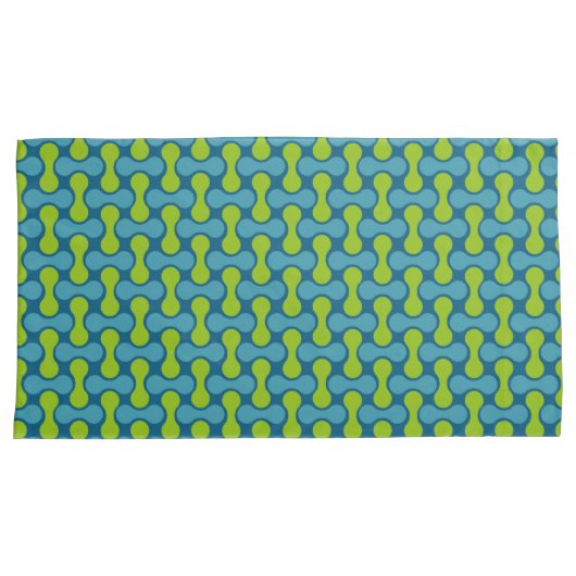 Retro Abstract geometrisch patroon in blauw en gro Kussensloop (Voorkant-Rechts)