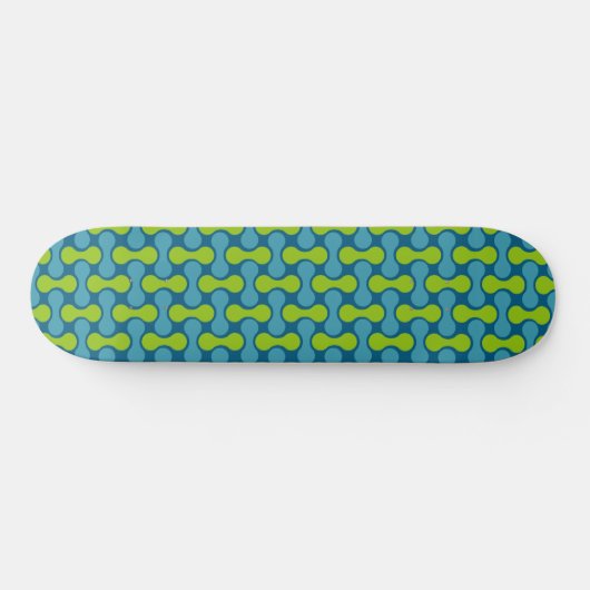 Retro Abstract geometrisch patroon in blauw en gro Persoonlijk Skateboard (Horizontaal)