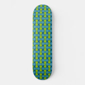 Retro Abstract geometrisch patroon in blauw en gro Persoonlijk Skateboard (Voorkant)
