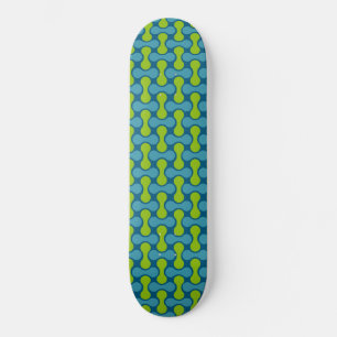 Retro Abstract geometrisch patroon in blauw en gro Persoonlijk Skateboard