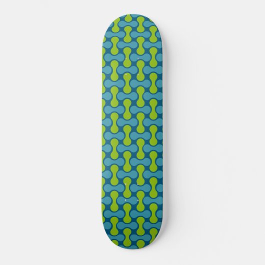 Retro Abstract geometrisch patroon in blauw en gro Persoonlijk Skateboard (Voorkant)