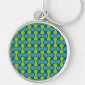 Retro Abstract geometrisch patroon in blauw en gro Sleutelhanger (Voorkant)