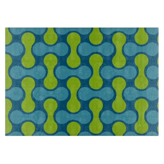 Retro Abstract geometrisch patroon in blauw en gro Snijplank (Voorkant)