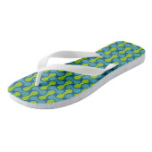 Retro Abstract geometrisch patroon in blauw en gro Teenslippers (Schuin)