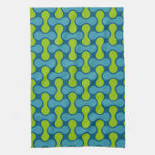 Retro Abstract geometrisch patroon in blauw en gro Theedoek (Verticaal)