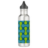 Retro Abstract geometrisch patroon in blauw en gro Waterfles (Links)