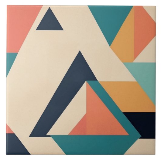 Retro Abstract geometrisch patroon Tegeltje (Voorkant)