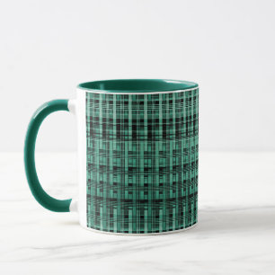 Retro abstract geruit ruitpatroon groen zwart mok