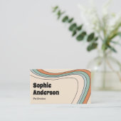 Retro Abstract Golf Regenboog met QR-code Visitekaartje (Staand voorkant)