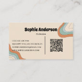 Retro Abstract Golf Regenboog met QR-code Visitekaartje (Achterkant)
