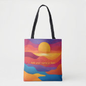 Retro Abstract Golvende Zonsondergang Aangepaste N Tote Bag (Voorkant)