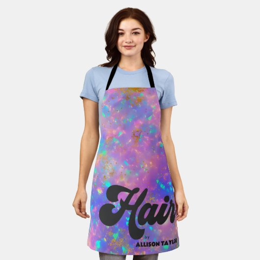 Retro Abstract Goud Vuur Opaal Edelsteen Haarstyli Schort (Gedragen)