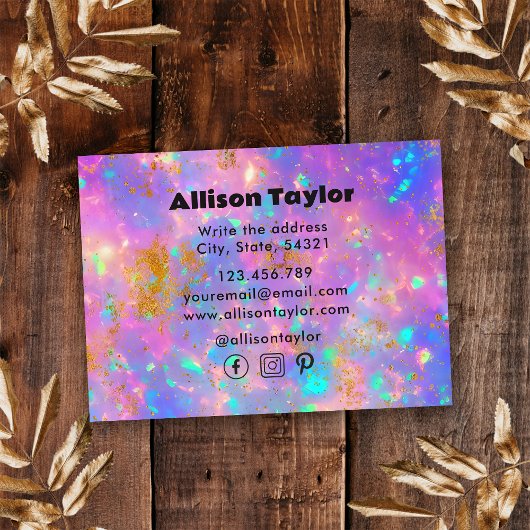 Retro Abstract Goud Vuur Opaal Edelsteen Haarstyli Visitekaartje