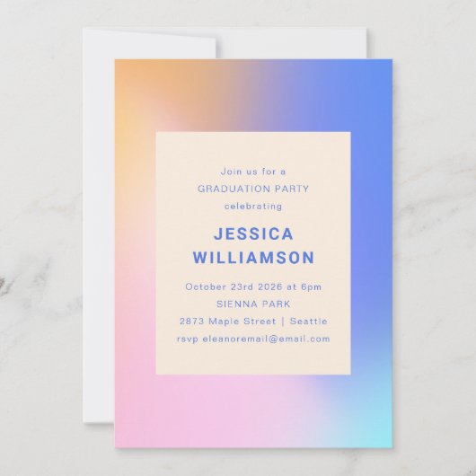 Retro Abstract gradiënt Paars roze Afstuderen Kaart (Voorkant)