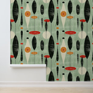 Retro Abstract groen geometrisch patroon Behang