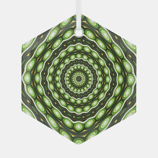 Retro Abstract groen patroon Glas Ornament (Voorkant)