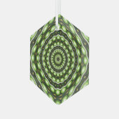Retro Abstract groen patroon Glas Ornament (Voorkant links)