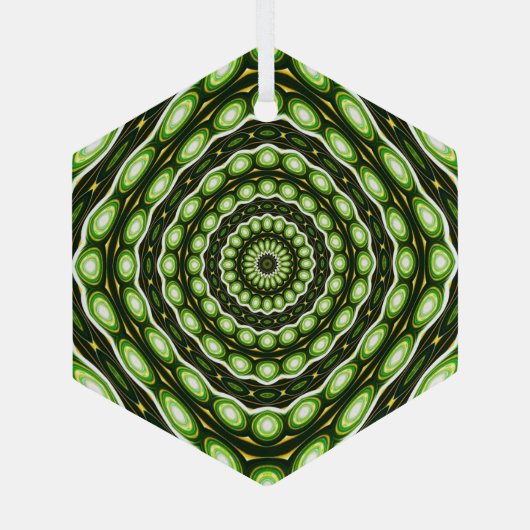 Retro Abstract groen patroon Glas Ornament (Achterkant)