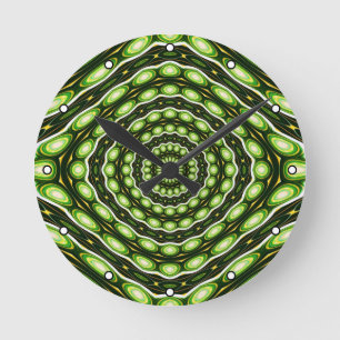 Retro Abstract Groen Patroon met Stippen Ronde Klok