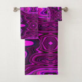 Retro Abstract Hot Pink- en Magenta-patroon Bad Handdoek