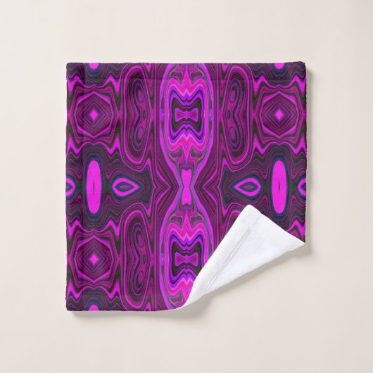 Retro Abstract Hot Pink- en Magenta-patroon Bad Handdoek (Wasdoekje)