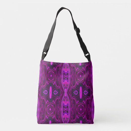 Retro Abstract Hot Pink- en Magenta-patroon Crossbody Tas (Achterkant)