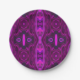 Retro Abstract Hot Pink- en Magenta-patroon Papieren Bordje