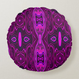 Retro Abstract Hot Pink- en Magenta-patroon Rond Kussen