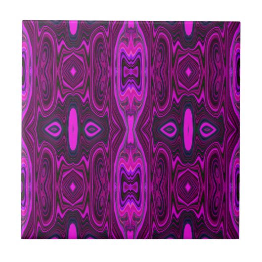 Retro Abstract Hot Pink- en Magenta-patroon Tegeltje (Voorkant)