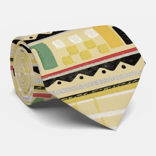 Retro Abstract in geel met geo Stropdas (Opgerold)