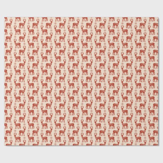 Retro  Abstract Kerst Herten Patroon Cadeaupapier (Vlak)