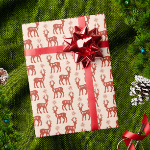 Retro  Abstract Kerst Herten Patroon Cadeaupapier
