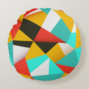 Retro Abstract: kleurrijke blend. Rond Kussen